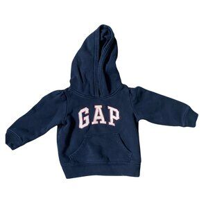 GAP Baby Girls’ Logo Pullover Hoodie - 18–24 Months, Navy Blue, Gently Worn